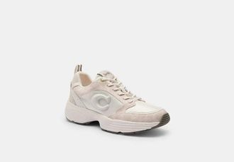Coach Womens Strider Sneaker in White, Size 11 | PVC