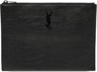 Saint Laurent Pre-owned Clutches, female, Black, Size: ONE SIZE Pre-owned Croc Embossed Clutch