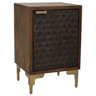 Wanderlust Deco Wanderlust Deco - Mesita De Madera Y Metal De 1 Puerta Marron 40x35x60