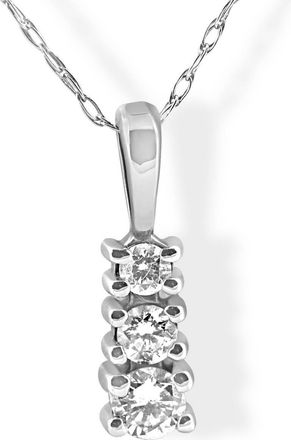 Pompeii3 1/4 cttw Three Stone 3 Diamond White Gold Pendant Necklace