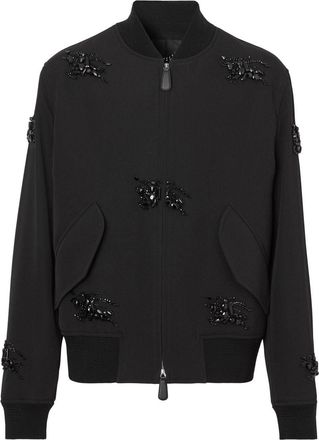 Burberry crystal-embellished Harrington jacket - men - Wool/Cupro - 48 - Black