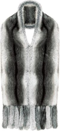 Cesare Gaspari Luxe Sjaal met Imitatiebontrand - Dames - Wintersjaals - Grijs - ONE Size - Polyester - Accessoires