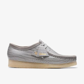 Clarks Mens Wallabee Grey Crocodile Print Shoes - Size UK 9