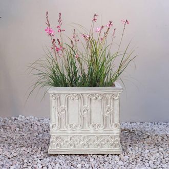 PRIMROSE Giovanni Patterned Ceramic Cube Planter in Grey 44cm