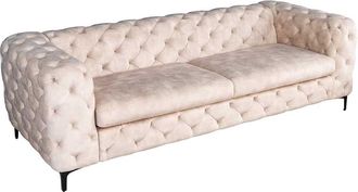 Global Interiors 3-Sitzer Samtsofa Modern Barock - Champagner