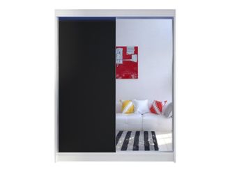 Mirjan24 Armario Closico Vastor I, Blanco + Negro, 200x150x58cm, Puertas De Armario: Correderas, N&uacute;mero De Estantes: 5, Led