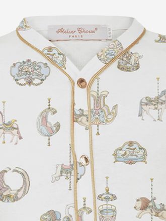 Atelier Choux Hot Air Balloon-Print Cotton Babygrow - Cream