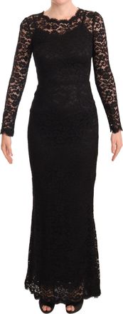 Dolce & Gabbana Womens Lace Maxi Dress Floral Evening Gown - Black Cotton - Size EU 34 (Womens)