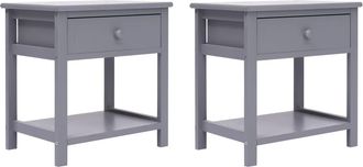 vidaXL Vidaxl - Mesitas De Noche 2 Unidades Madera De Paulownia Gris 40x29x42cm