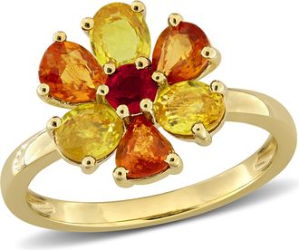 Mimi & Max Multi-Gem Floral Ring Sterling Silver