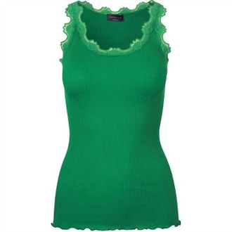 Rosemunde Womens Silk Tank Top With Lace In Jolly Green