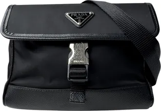 Prada Black Nylon Leather Shoulder Bag (Pre-Owned)