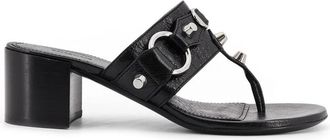 Balenciaga City Tong Leren Sandalen met Hak - Dames - Muiltjes - Zwart - 39 EU - Leer - Schoenen