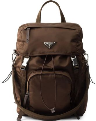 Prada Zaino con logo - Marrone