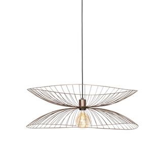 QAZQA Dise&ntilde;o L&aacute;mpara Colgante De Dise&ntilde;o Bronce 66 Cm - Pua Acero Redonda Adecuado Para Led Max. 1 X 40 Watt - Qazqa