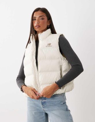 New Balance gilet imbottito Boston color bianco sporco-Neutro
