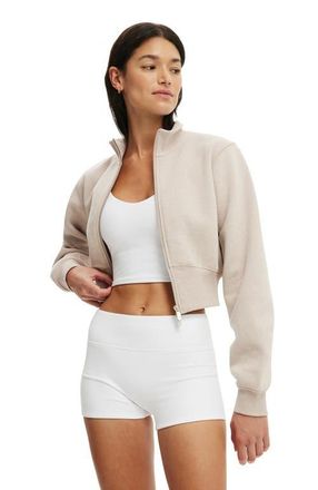 Cotton On Womens Active Plush Fitted Zip Through in Sesame Marle at Nordstrom, Size X-Large