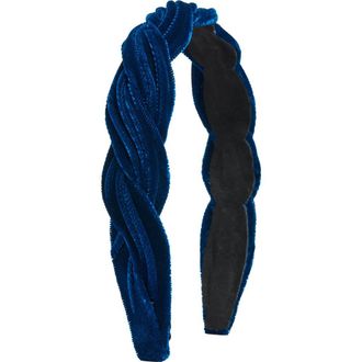 Tasha Pleated Velvet Headband in Navy at Nordstrom