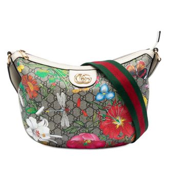 Gucci Pre-owned Gucci Small GG Supreme Web Ophidia Flora Half Moon Crossbody Ladies A97W8L4PR4BSWGX1