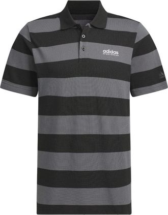 adidas Pique Stripe Polo Shirt Asia Sizing Black Grey JI9057