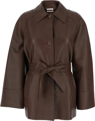 P.A.R.O.S.H. Maciock Jacket - Dames - Jas met riem - Bruin - XS - Leer - Jassen