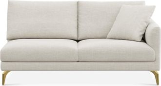 Castlery Lena Right Arm 2 Seater Sofa Customized, Performance Linen Weave Sand Brass Legs, Spill Resistant, Removable Covers for Castlery