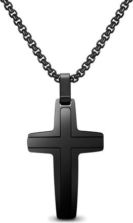 Edforce Mens Cross Pendant Necklace in Black at Nordstrom Rack