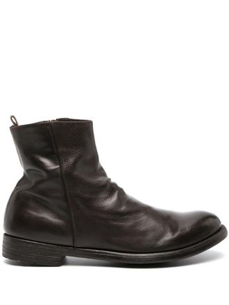 Officine Creative zip-up leather ankle boots - men - Calf Leather/Calf Leather/Rubber - 43 - Brown