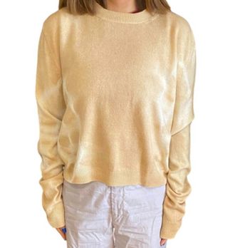 The Elder Statesman Spiral City Crewneck Sweater In Ivory/khaki