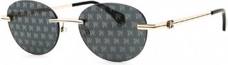 Palm Angels PERI10HCRYSTAL1007 Logo-Patterned Lens Sunglasses - Blue