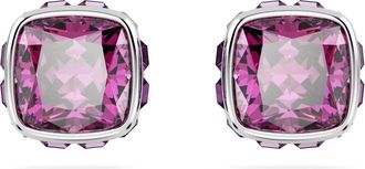 Swarovski Oorbellen met vierkante geboortesteen - Dames - Accessoires - Paars - Maat: ONE Size