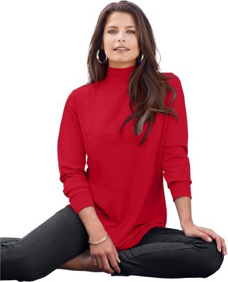 Roaman's Long Sleeve Mockneck Ultimate Tee in Classic Red at Nordstrom, Size 4X