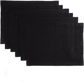 Solino Home Linen Placemats Set of 4, 14 x 19 Inch for Dining Table, Holiday and Everyday Table Decor - Fete in Black at Nordstrom, Size Medium