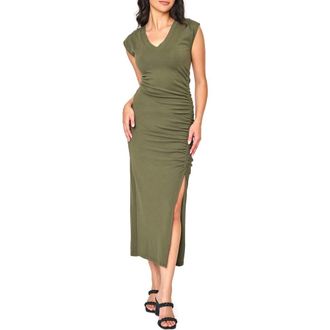 Gibsonlook Cap Sleeve Ruched Dress in Dark Olive at Nordstrom Rack, Size Xx-Small