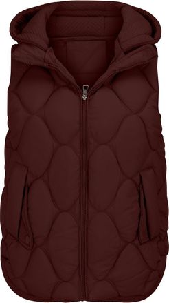 Generic Womens Puffer Gilet Full Zip Hooded Padded Quilted Gilet Ladies Outdoor Casual Sleeveless Jacket with Pocket(Wine, L)