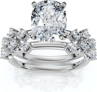 Pompeii3 Certified 2 1/2Ct Cushion Diane Engagement Bridal Set 14k Gold or Pt Lab Grown