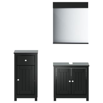 vidaXL Juego De Muebles De Ba&ntilde;o Berg 3 Pzas Madera Maciza Pino Negro Vidaxl