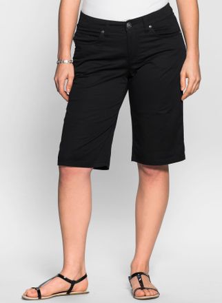 Sheego Bermudas SHEEGO, Damen, Gr. 44, Normalgr&ouml;ssen, schwarz, 97% Baumwolle, 3% Elasthan, unifarben, Hosen Bermudas