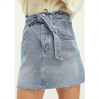 Free People East Of Eden Denim Mini Skirt In Mid Indigo