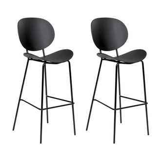 Beliani Beliani - Conjunto De 2 Sillas De Bar Asiento Material Sint&eacute;tico Patas De Metal Comedor Negro Shonto