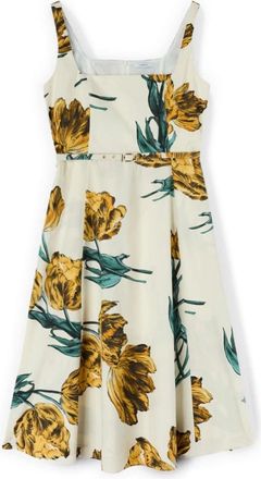 Motivi A-lijn poplin jurk met print - Dames - Casual kleedjes - Wit - 2XL - Katoen - Kleedjes