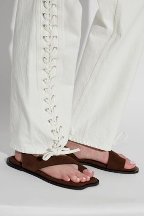 Alohas Honu Leather Sandals, Womens, Brown