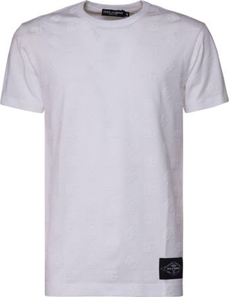 Dolce & Gabbana logo-flocked cotton T-shirt - men - Cotton - 58 - White