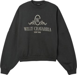 Willy Chavarria OS Chavantino Hooligan Crewneck - Heren - Sweatshirts - Zwart - M - Katoen - Hoodies & sweatvesten