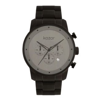 Kazar Accessoires, Heren, Zwart, ONE Size, Horloge met een wijzerplaat in een geborsteld metalen patroon