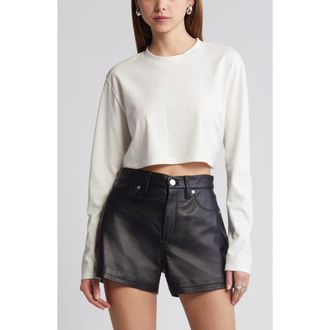 Open Edit Long Sleeve Crop T-Shirt in Ivory Cloud at Nordstrom, Size Large