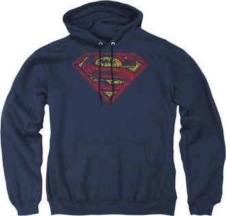 Gildan Superman S Shield Rough Adult Pull Over Hoodie / Hooded Sweatshirt