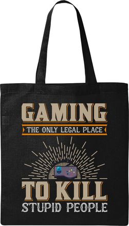Generic Gaming Funny Joke Natural Ecological Cotton Tote Bag Black