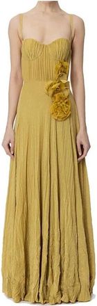 Elisabetta Franchi Pliss&eacute; Maxi-jurk - Dames - Avondkleed - Geel - S - Kleedjes