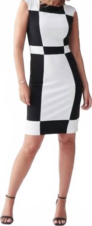 Joseph Ribkoff Color Block Dress In Black/white